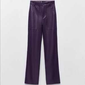 Zara Purple Faux Leather Pants (worn once)